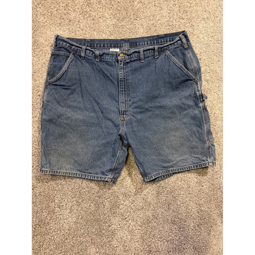 Carhartt Denim Shorts Mens 46 Blue B28-DPS Carpenter Loose Fit Rugged Workwear
